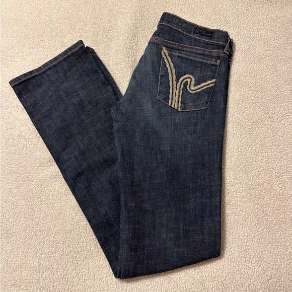 Citizens of Humanity Kelly Low Waist Bootcut Jeans Dark Blue Wash Flare - Picture 1 of 16